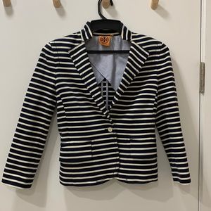 Tory Burch navy/white striped cotton blazer
